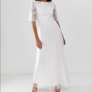 ASOS WEDDING DRESS WITH MESH SLEEVES